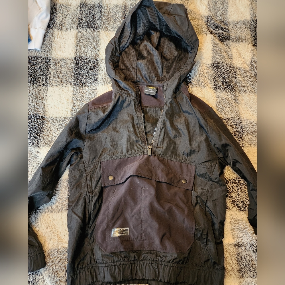Athletic Works Black Hooded Jacket with Yellow Logo